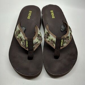 Teva Mush Flip Flop Thong Platform Sandals Floral Flip Flop Women's Size 9